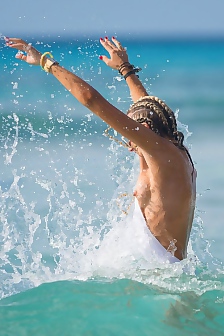 Lady Victoria Hervey Loses Her Bikini Top In The Surf